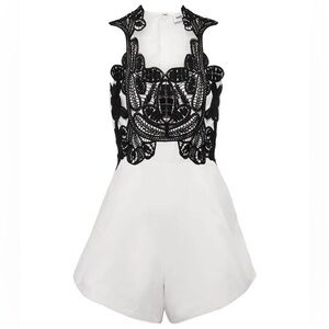 Self Portrait white and black romper dress